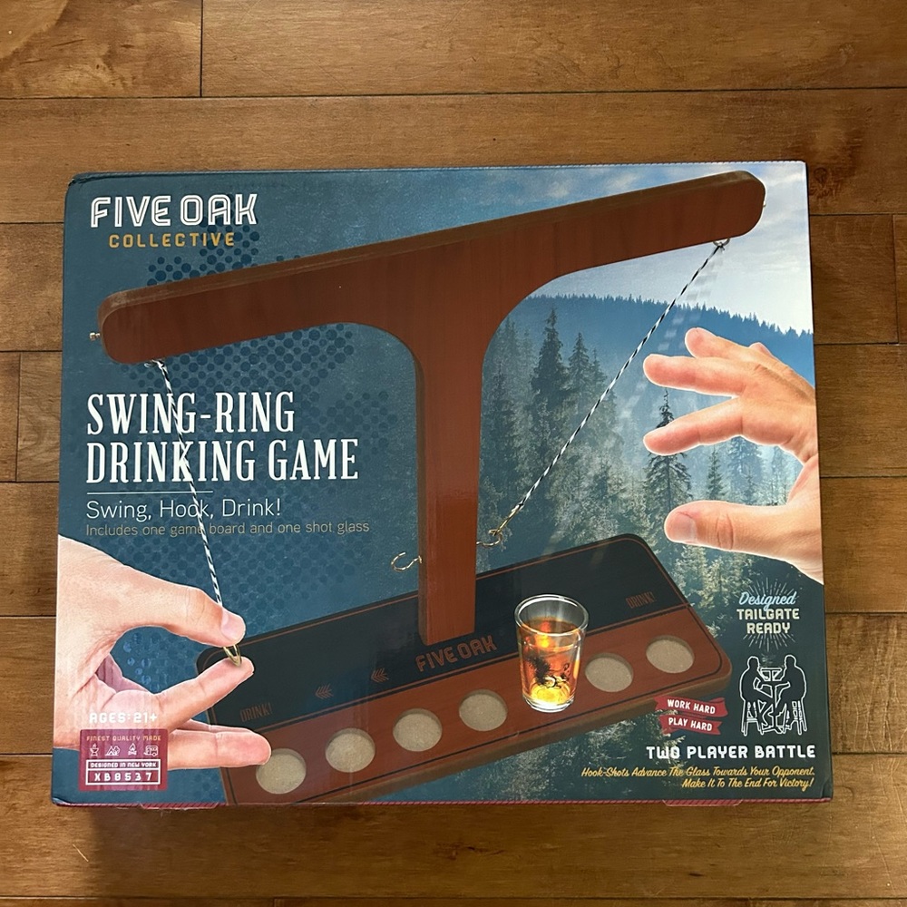 Five Oak Swing-Ring Drinking Game, Brand New!